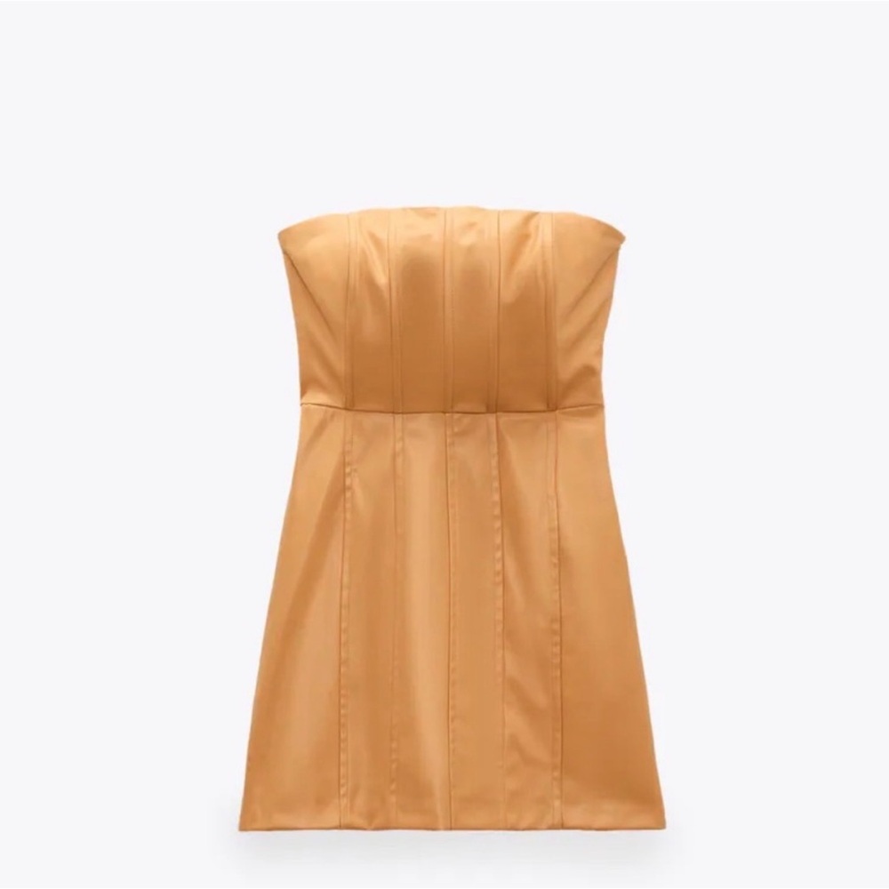 NEW Zara Strapless Dress in Mustard Yellow